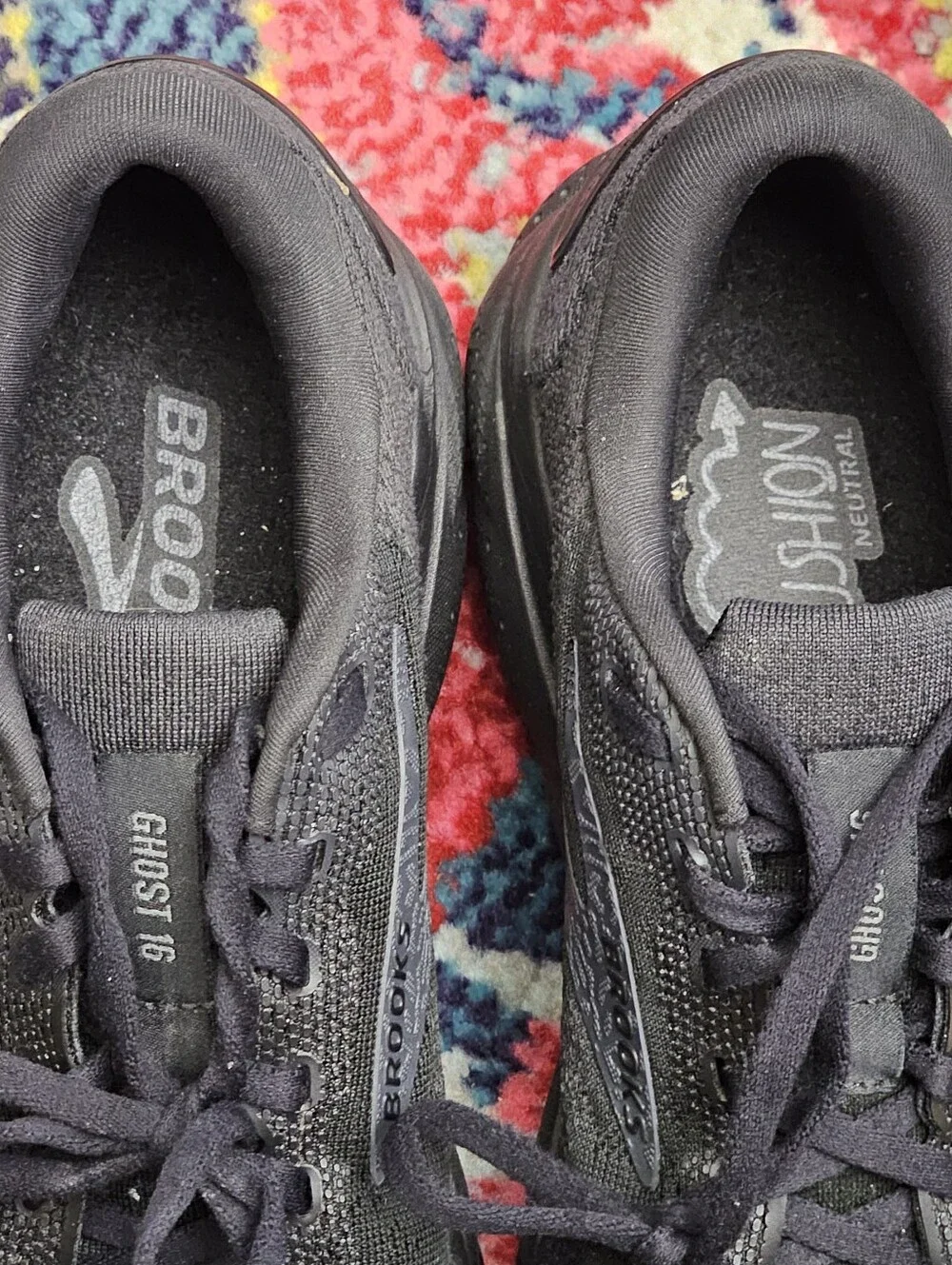 Brooks Ghost 16 Mens 7.5 Narrow Black Running Shoes 1204071D020 Sneakers